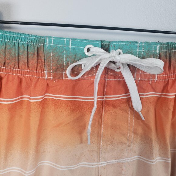 Kanu Surf Men's Swim Trunks Black/Aqua/ Orange L - Large Pockets ~ NWT / A157 - Picture 2 of 8